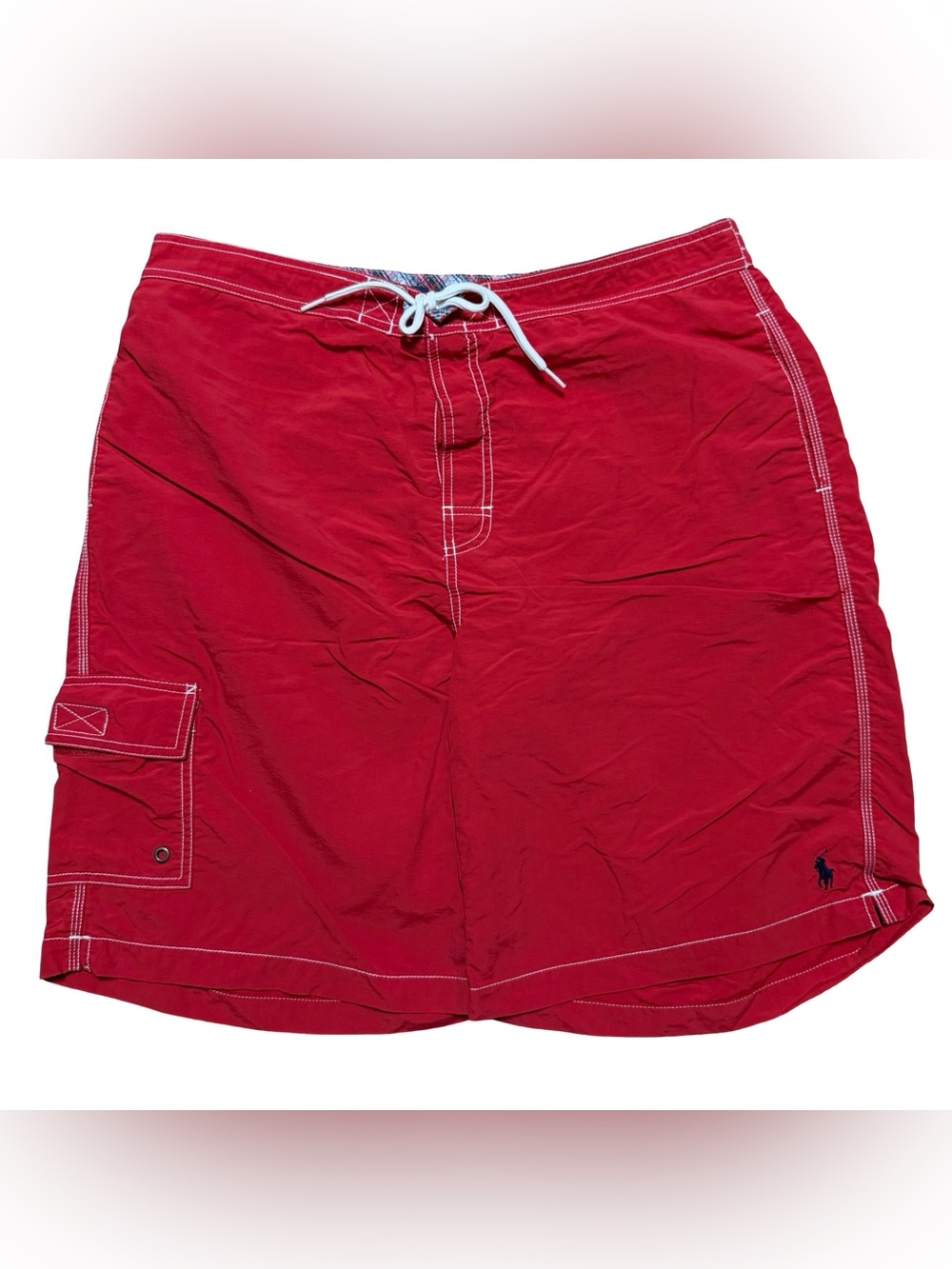 Vintage 2000s Polo Ralph Lauren Small Pony Board Surf Red Shorts Size XL